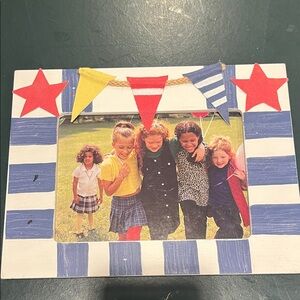 Hand painted Picture Frame Red white and blue. Nautical.